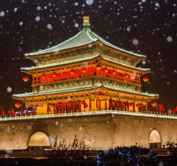 西安雪景